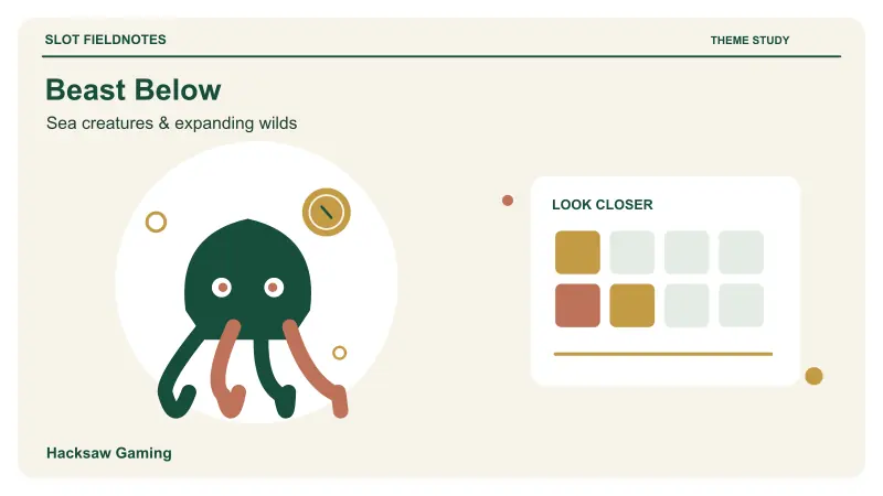 Beast Below: Deep-sea creature with curled tentacles and a coin
