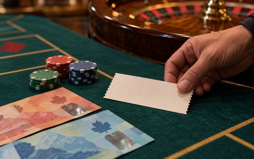 Playojo bonus: blank coupon, unprinted polymer-style notes, roulette chips and wheel