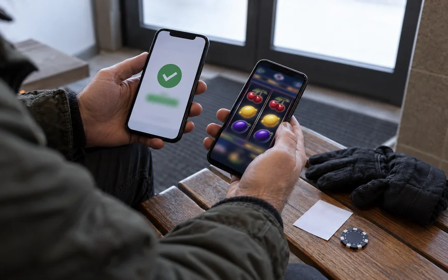 Fastest interac withdrawal casino: transfer confirmation phone beside casino phone and plain chip