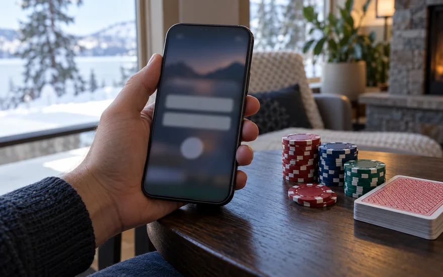Playojo canada login: obscured sign-in phone beside casino chips