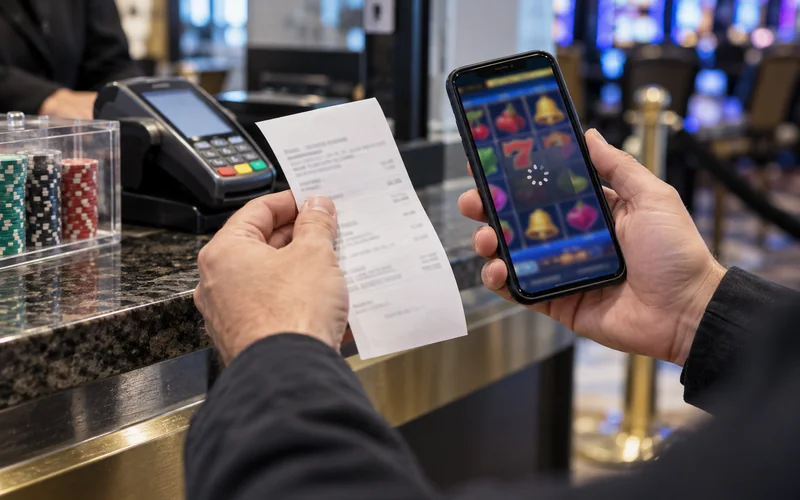 Payment receipt compared with a waiting casino phone